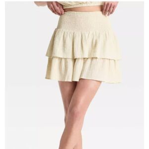 Universal Thread Tan Ruffle Mini A-Line Skirt - Medium